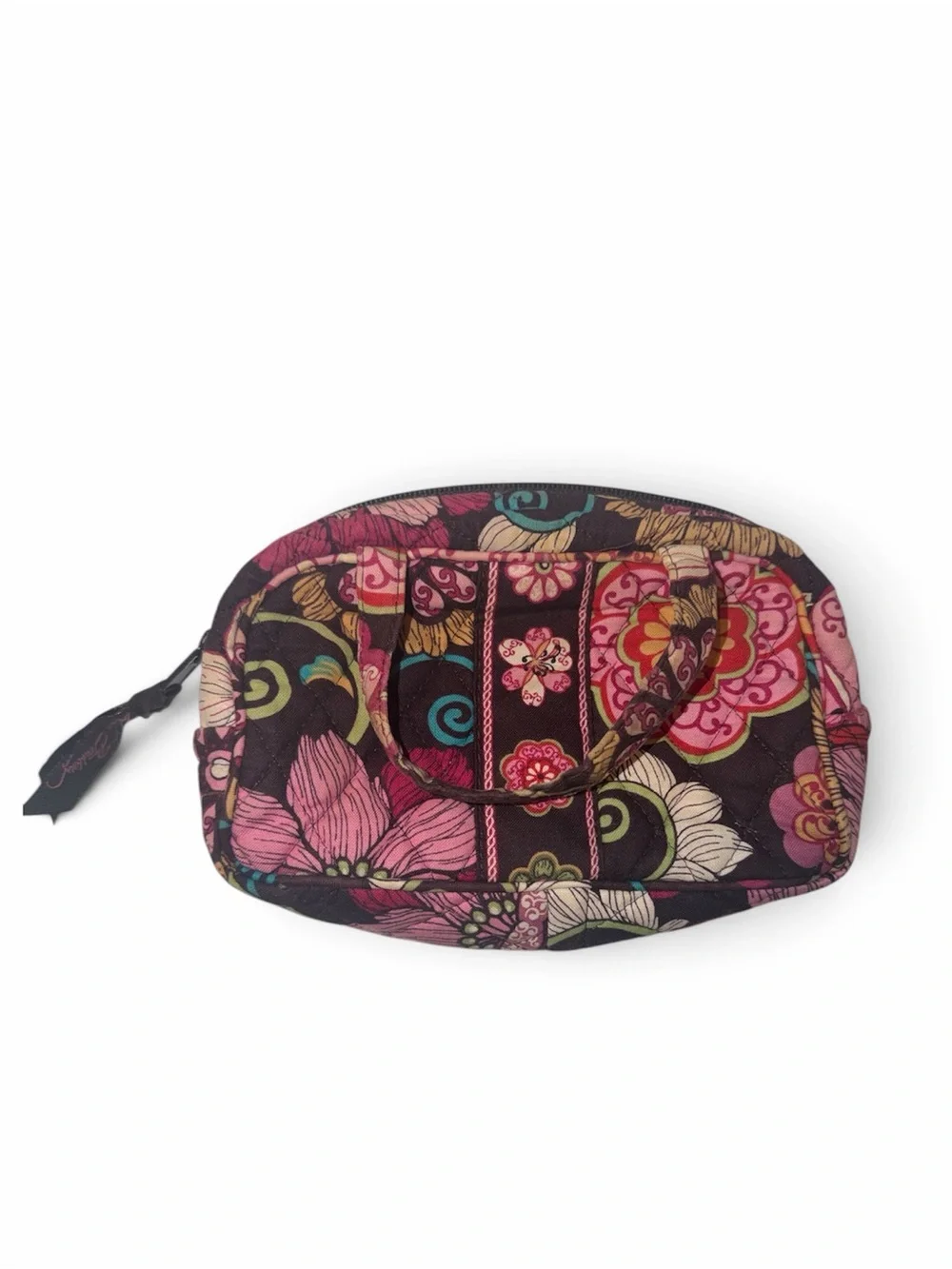 Vera Bradley Quilted Floral Cosmetic Case - Pink, Black & Teal
